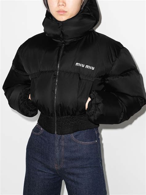 miu miu puffer jacket|farfetch cropped puffer jacket.